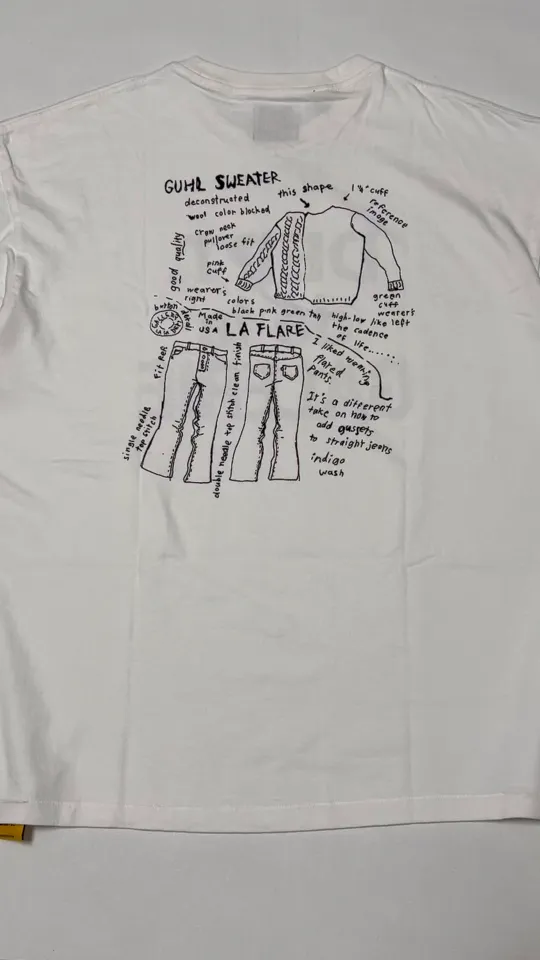 GALLERY DEPT. MOODY TEE/WHITE New in stock graffiti French/design draft printed TEE white S-XL original consistent OE yarn tube weaving seamless fabric authentic level printing restoration authentic consistent accessories